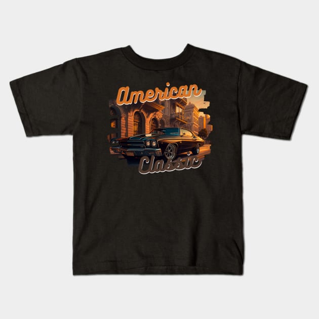 American Classic Car Inspired by the Chevy Chevelle Kids T-Shirt by TheArtfulAllie